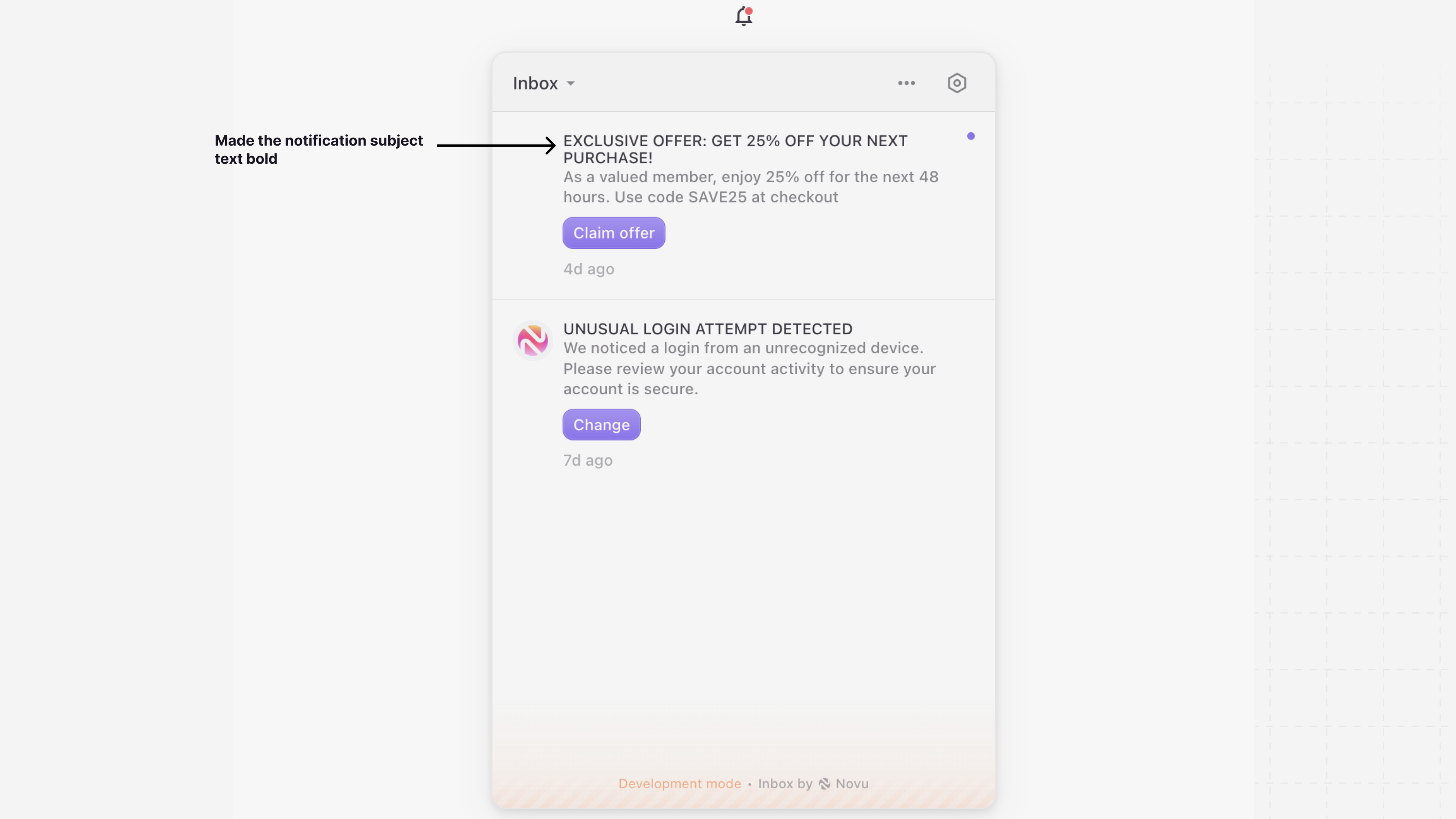 Customize notfication subject