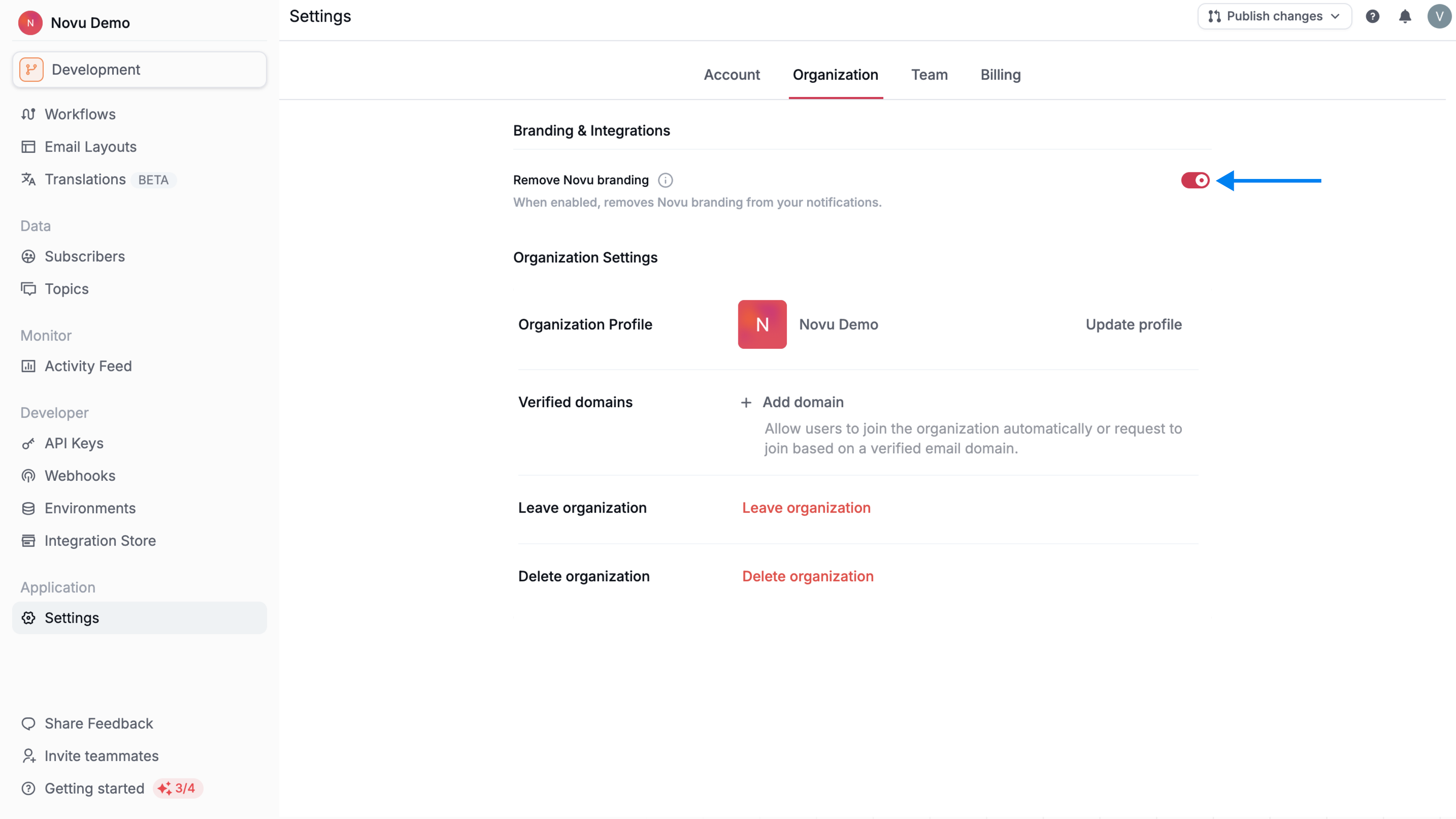 Removing Novu branding