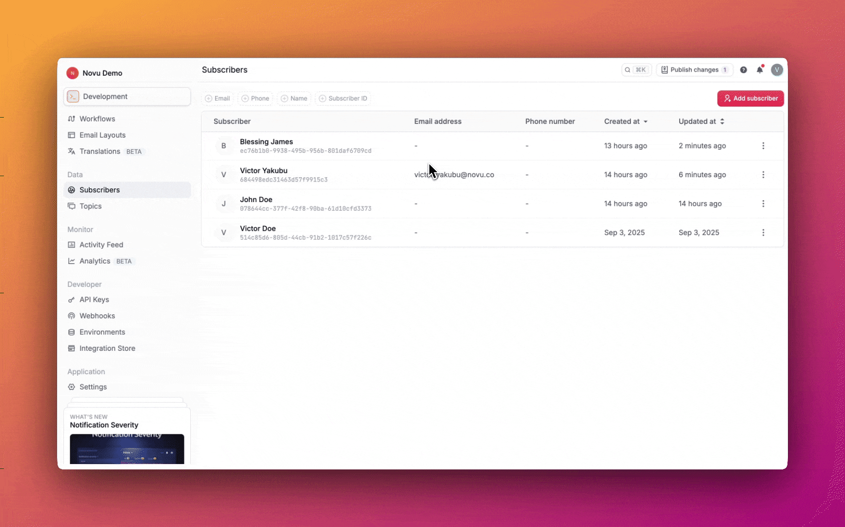 Subscriber global preferences